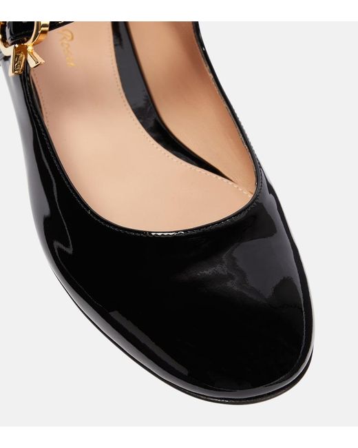 Gianvito Rossi Black Mary Ribbon Patent Leather Ballet Flats