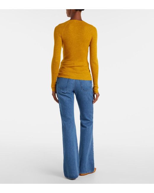Gabriela Hearst Yellow Anges Cashmere, Silk, And Hemp Henley Shirt