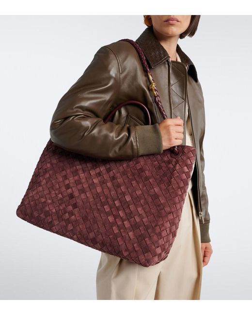 Bottega Veneta Red Andiamo Large Suede Tote Bag