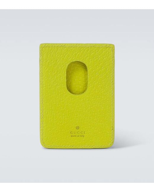 Gucci Yellow Bi-Color Magnetic Card Case for men