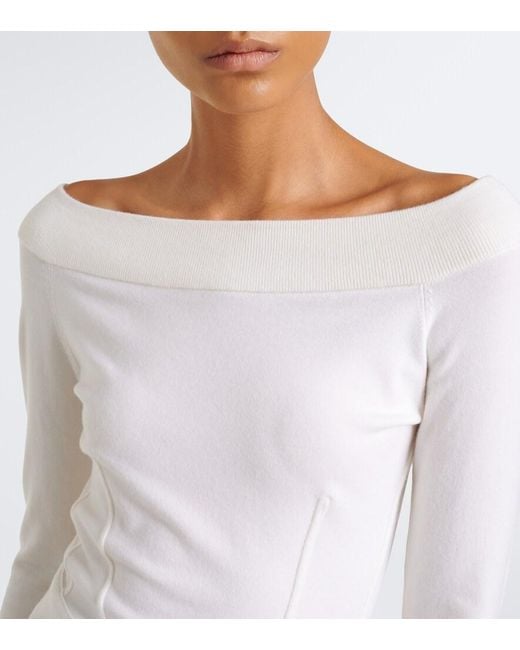 Max Mara White Wool-Blend Sweater