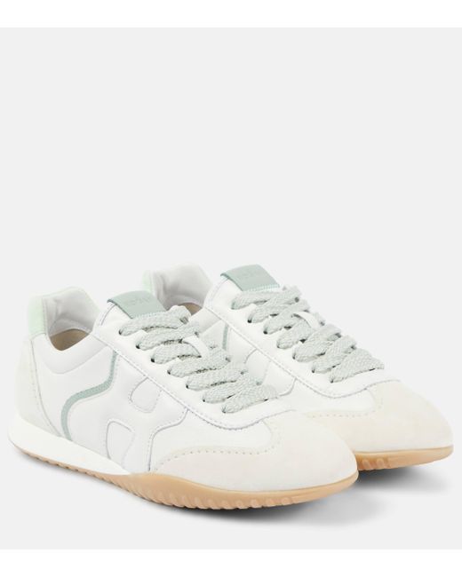 Hogan White Olympia-z Leather And Suede Sneakers
