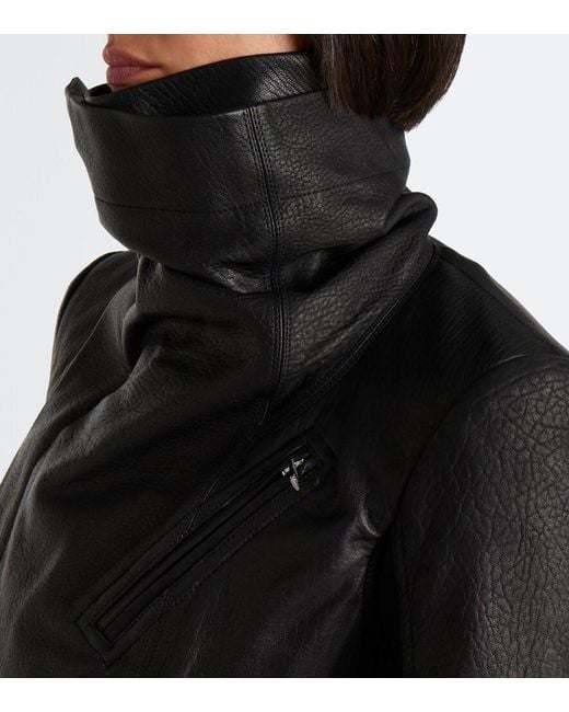 Rick Owens Black Leather Biker Jacket