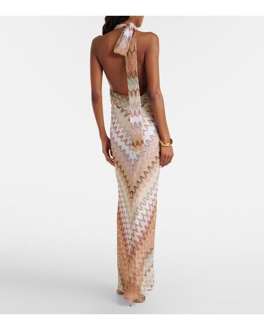 Missoni Natural Halterneck Lame Maxi Dress