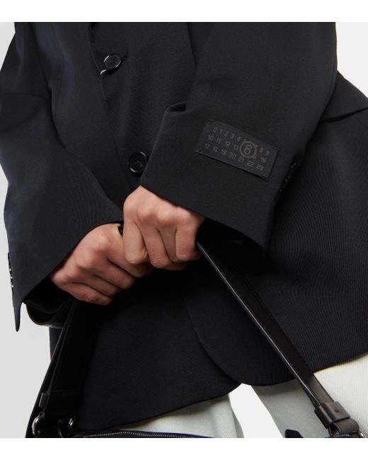 Blazer oversize en laine melangee MM6 by Maison Martin Margiela en coloris Black