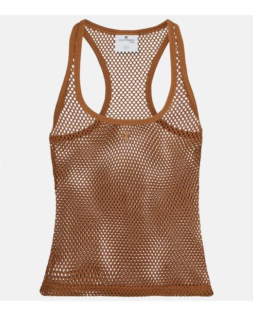 Courreges Brown Scuba Cotton Mesh Tank Top