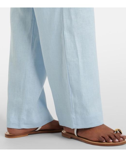 Asceno Blue Aurelia Linen Wide-Leg Pants