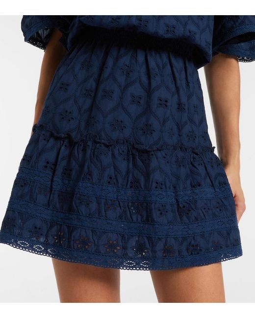 Melissa Odabash Blue Micha Broderie Anglaise Cotton Minidress