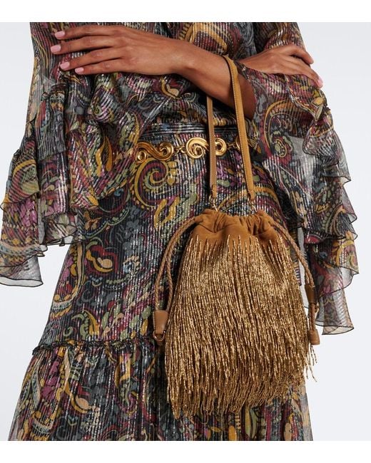 Etro Brown Kalispera Small Fringed Suede Shoulder Bag