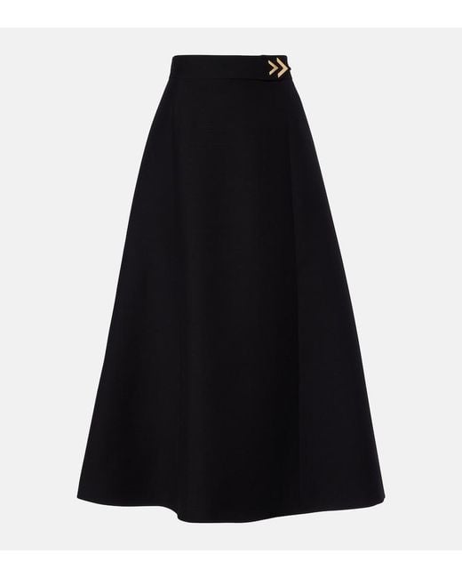 Valentino Black Vgold Crepe Couture Midi Skirt