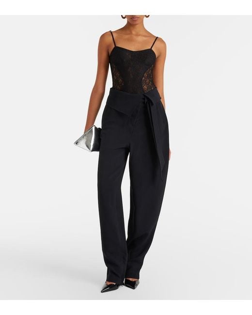 The Attico Black Floral Lace Bodysuit