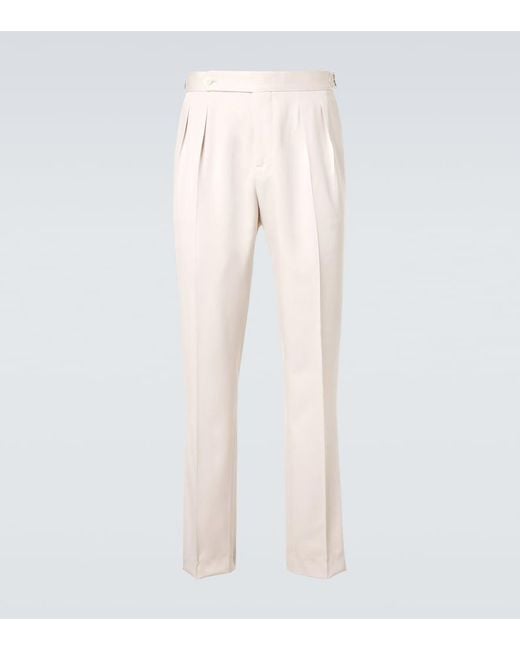 Brunello Cucinelli Natural Silk Straight Pants for men