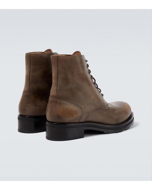 The Row Brown Distressed Leather Combat Boots for men