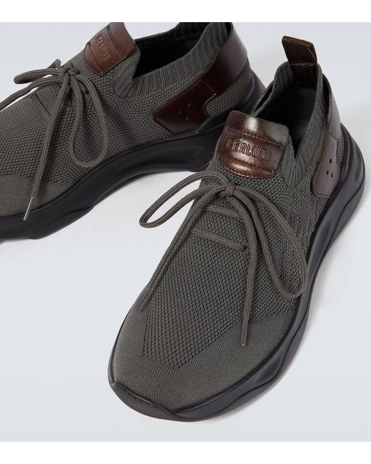 Sneakers Shadow in maglia e pelle di Berluti in Black da Uomo