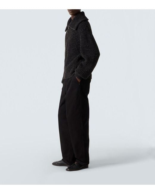 Lemaire Black Alpaca And Yak Wool Zip-Up Cardigan for men