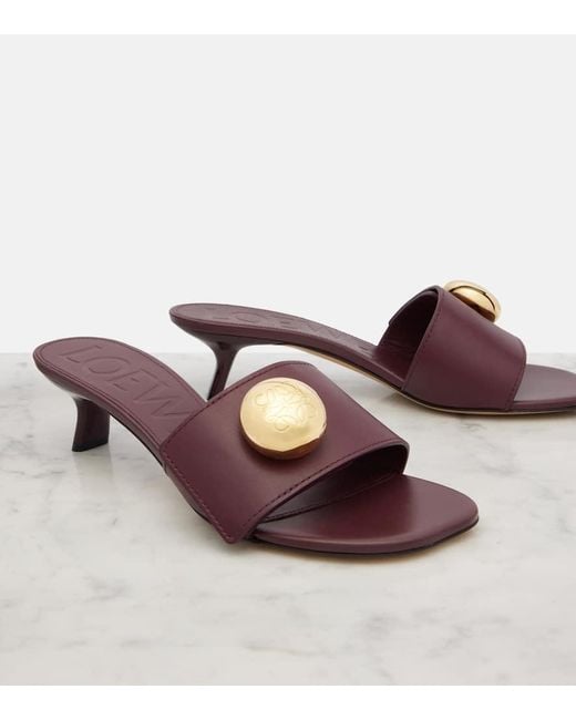 Loewe Purple Anagram Leather Mules