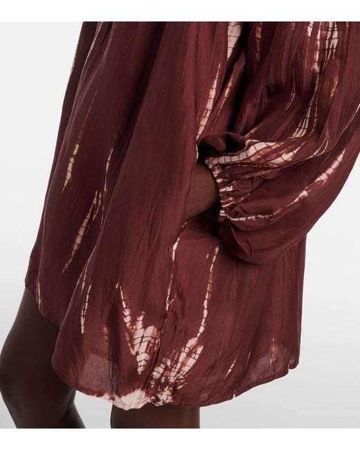 Anna Kosturova Red Hailey Tie-Dye Silk Minidress