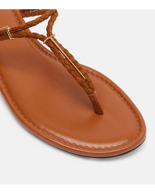 Tom Ford Brown Braided Leather Thong Sandals