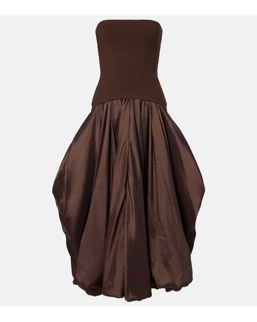Jonathan Simkhai Brown Midikleid Izzy Aus Taft
