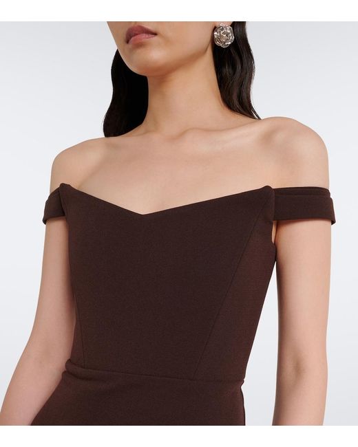 Alex Perry Purple Off-Shoulder Crepe Midi Dress
