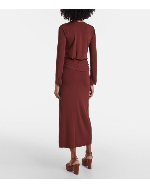 Johanna Ortiz Red Finding Yourself Draped Jersey Maxi Dress