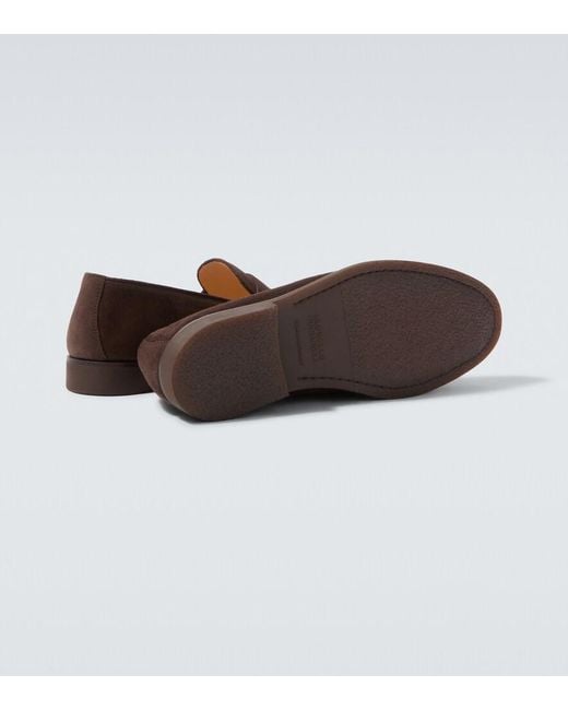 Brunello Cucinelli Brown Suede Penny Loafers for men