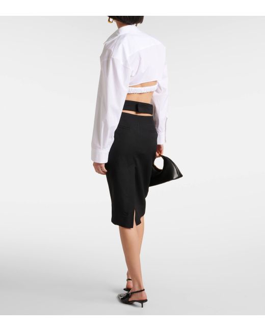 Jacquemus Black La Jupe Bari Virgin Wool Midi Skirt