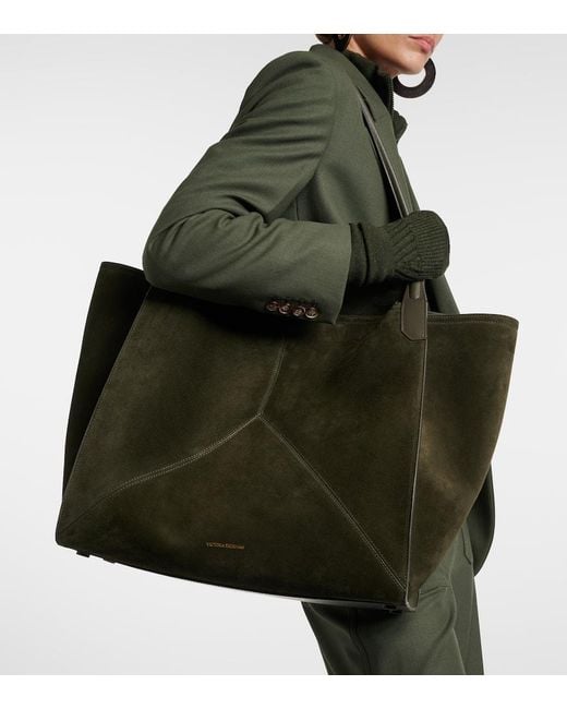 Victoria Beckham Green Victoria Suede Tote Bag