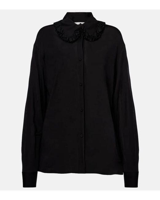 Jil Sander Black Ruffled Blouse