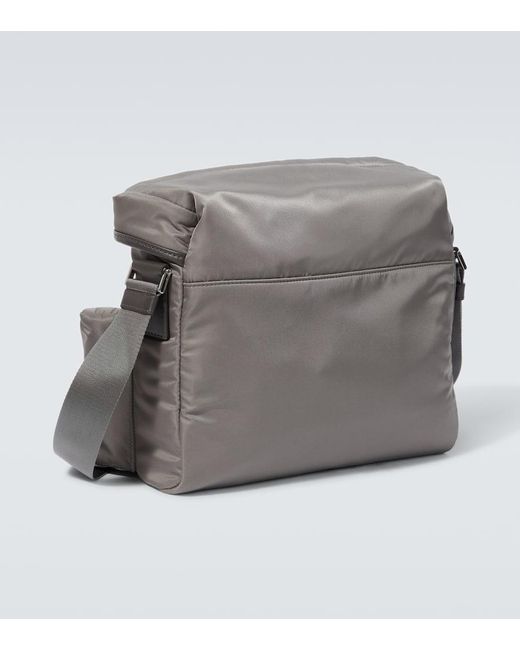 Prada Gray Re-Nylon Leather-Trimmed Crossbody Bag for men