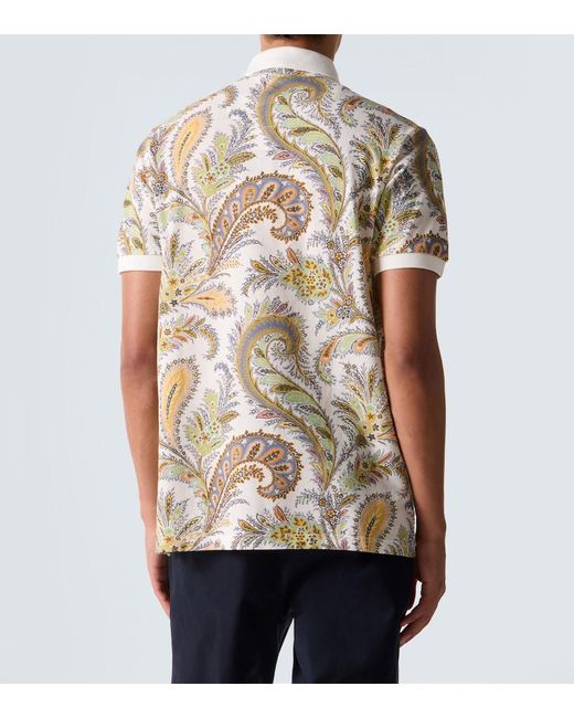 Etro White Paisley Cotton Pique Polo Shirt for men