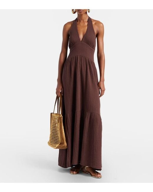 Melissa Odabash Purple Shay Halterneck Cotton Maxi Dress