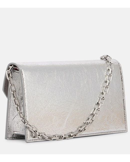 Christian Louboutin Gray Loubi54 Metallic Leather Clutch