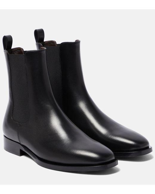 The Row Black Grunge Leather Chelsea Boots