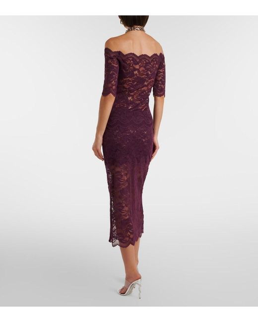 Rabanne Purple Floral Lace Midi Skirt