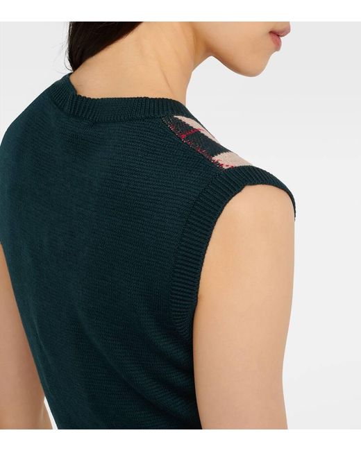 Prada Green Argyle Virgin Wool Sweater Vest