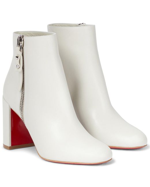 Christian Louboutin White Ziptotal 85 Leather Ankle Boots