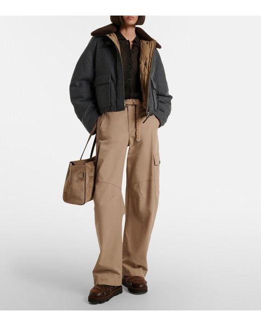 Brunello Cucinelli Natural Cotton Canvas Barrel-Leg Pants