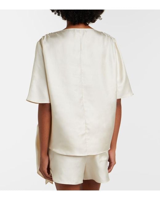 Loulou de Saison White Mano Silk Satin Top