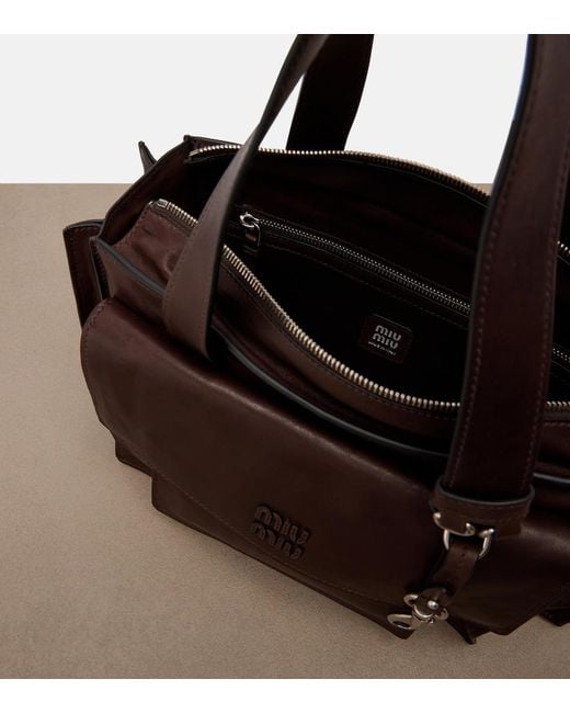 Miu Miu Black Utilitaire Leather Shoulder Bag