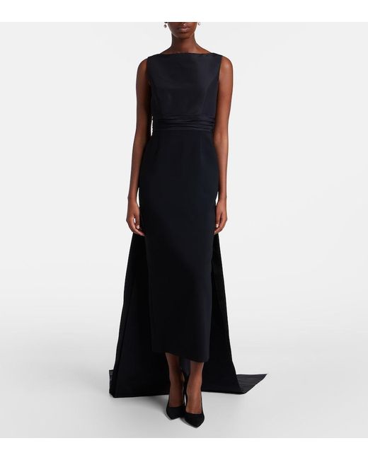 Carolina Herrera Black Bow-Detail Satin-Trimmed Faille Gown