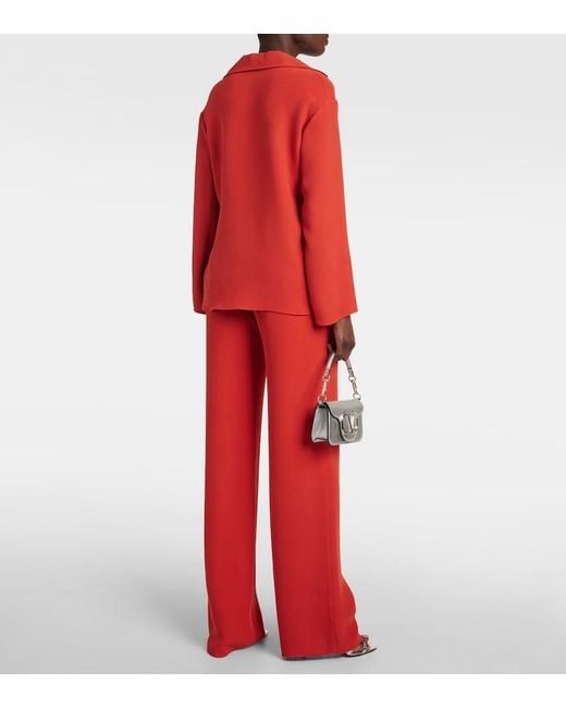 Valentino Red Tie-Neck Silk Blouse