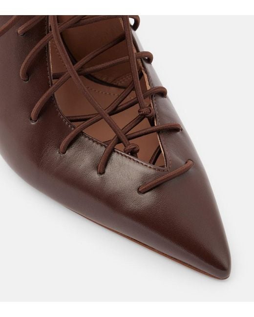Malone Souliers Brown Alia 90 Leather Slingback Pumps
