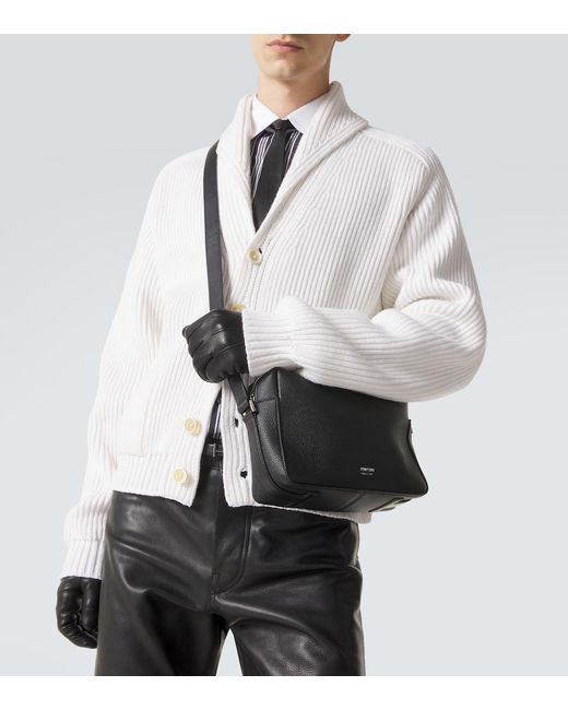 Tom Ford Black Leather Crossbody Bag for men