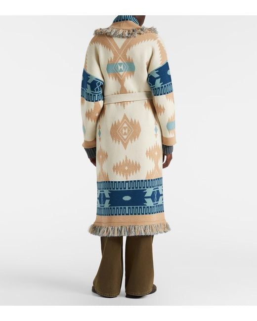 Alanui Blue Icon Jacquard Virgin Wool Cardigan
