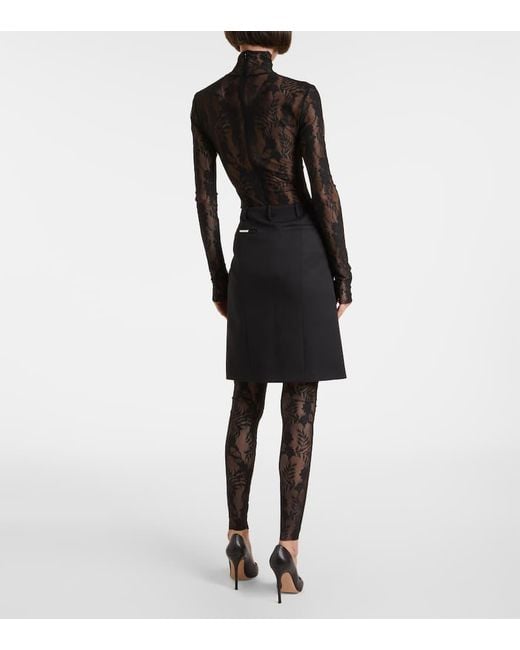 Norma Kamali Black Floral Lace Catsuit