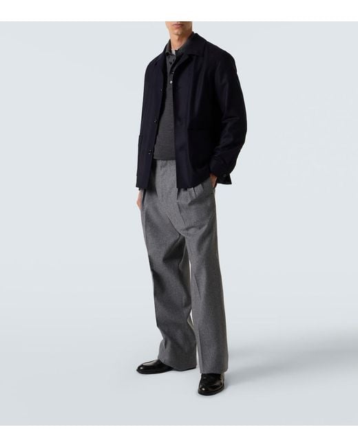 Zegna Blue Wool Overshirt for men
