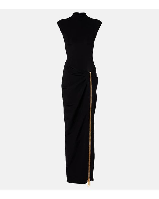 Balmain Black Gathered Gown