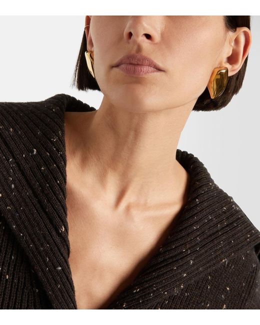 Bottega Veneta White Prisma Small 18Kt-Plated Earrings