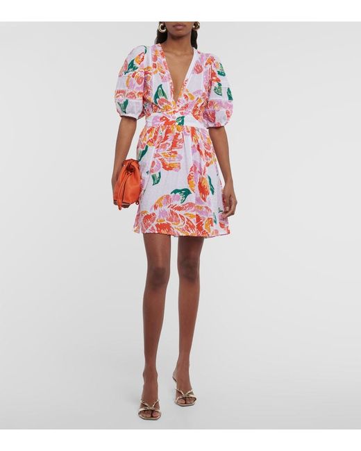 Poupette Red Reina Printed Cotton Minidress